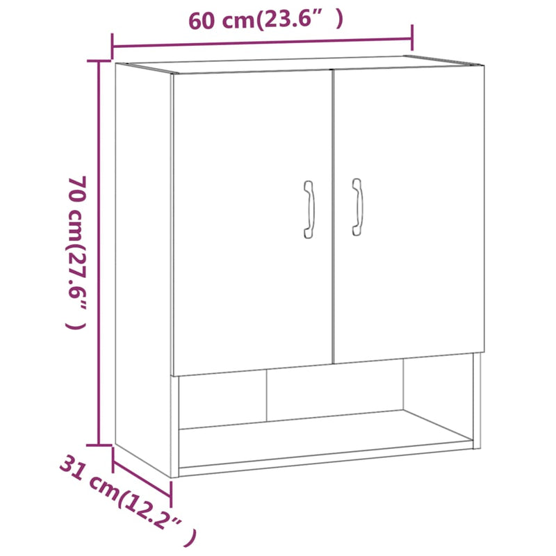 Wandschrank Weiß 60x31x70 cm Holzwerkstoff