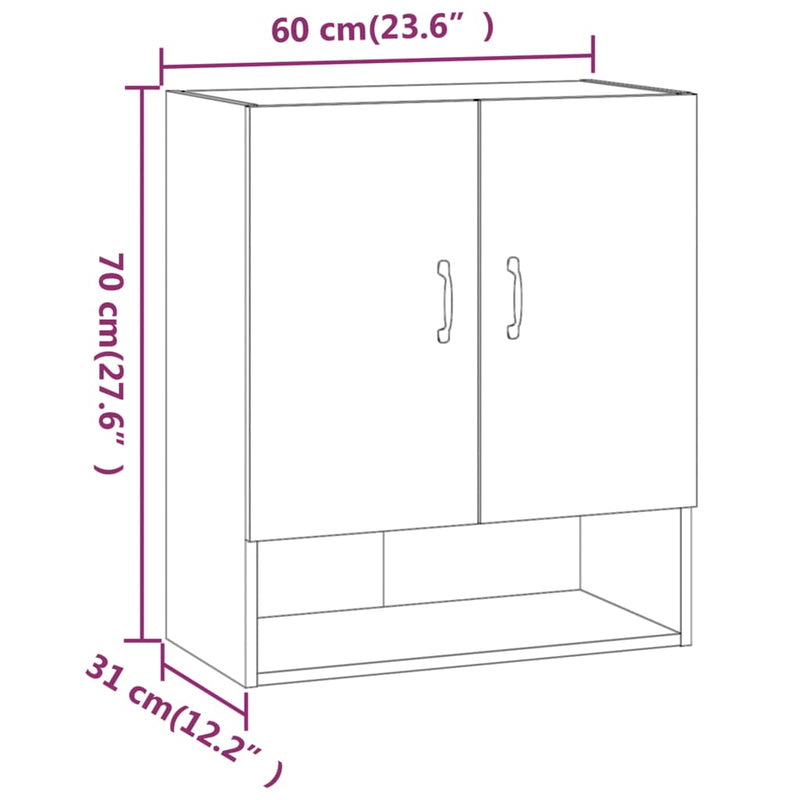 Wandschrank Hochglanz-Weiß 60x31x70 cm Holzwerkstoff