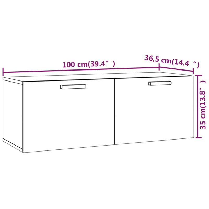 Wandschrank Hochglanz-Weiß 100x36,5x35 cm Holzwerkstoff