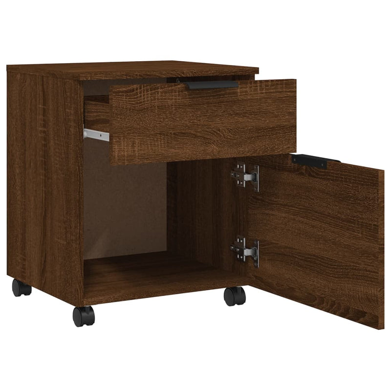 Mobiler Aktenschrank mit Rollen Braun Eichen-Optik 45x38x54 cm