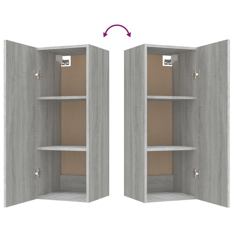 Wandschrank Grau Sonoma 34,5x34x90 cm Holzwerkstoff