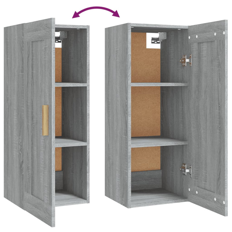 Wandschrank Grau Sonoma 35x34x90 cm Holzwerkstoff