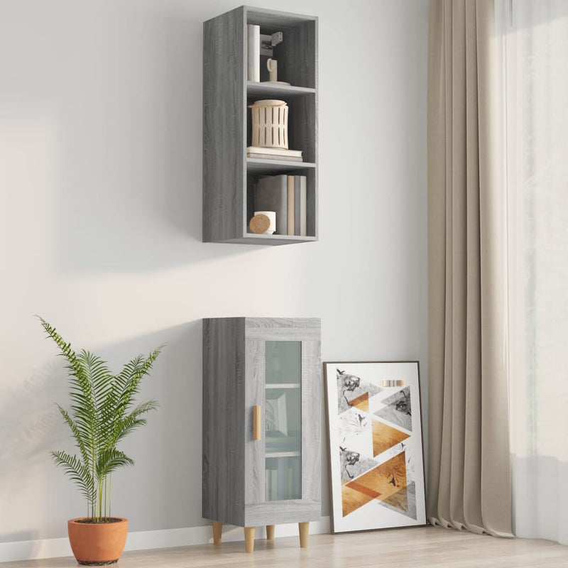 Wandschrank Grau Sonoma 34,5x32,5x90 cm Holzwerkstoff