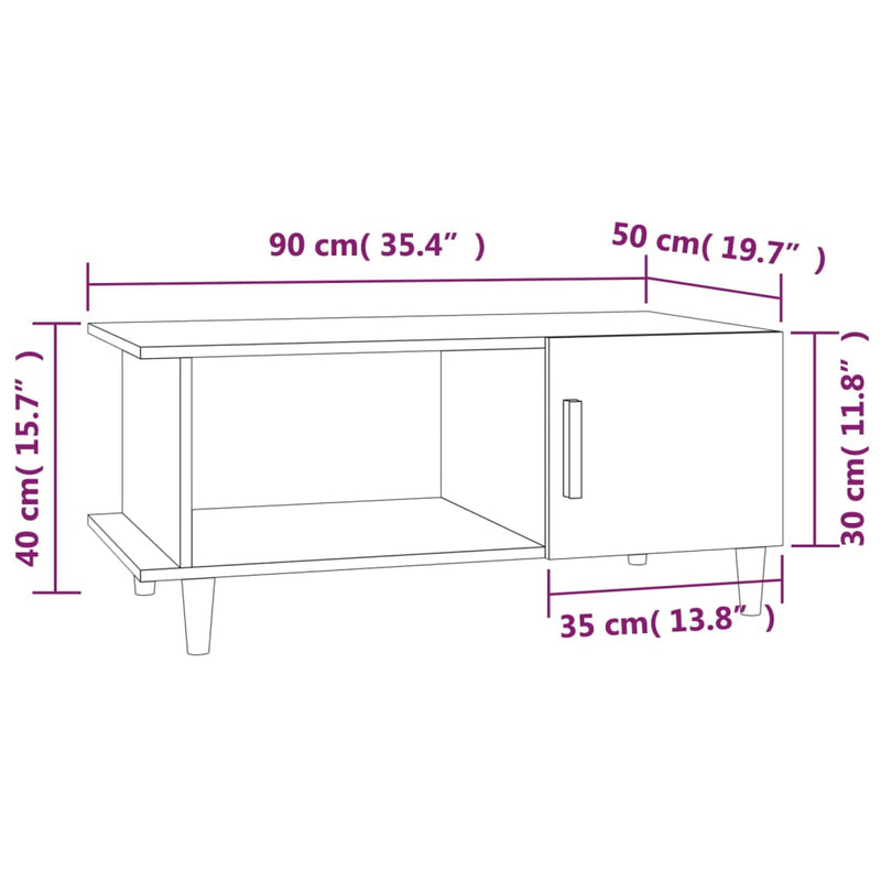 Couchtisch Räuchereiche 90x50x40 cm Holzwerkstoff