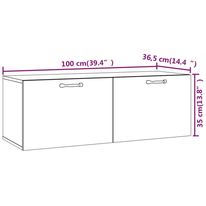 Wandschrank Braun Eichen-Optik 100x36,5x35 cm Holzwerkstoff