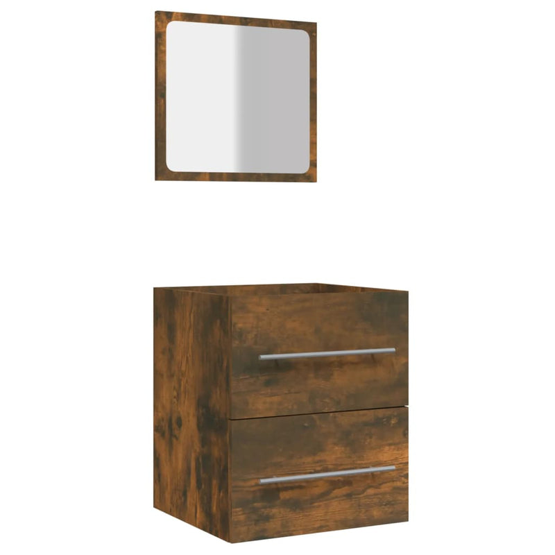 Badschrank mit Spiegel Räuchereiche 41x38,5x48 cm