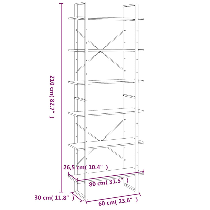 Hochschrank Grau Sonoma 80x30x210 cm Holzwerkstoff