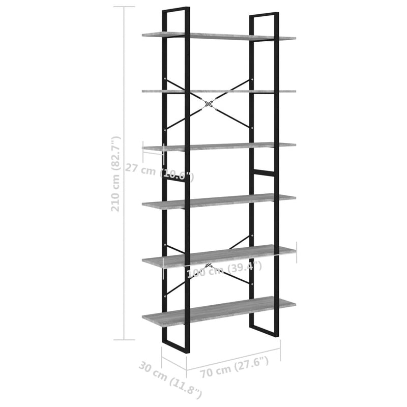 Hochschrank Grau Sonoma 100x30x210 cm Holzwerkstoff