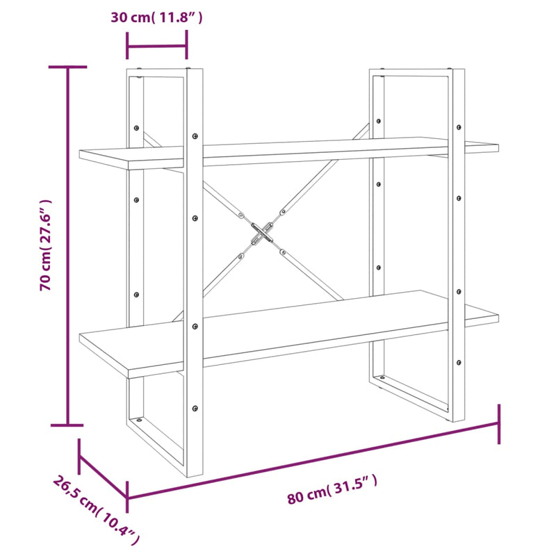 Bücherregal 5 Fächer Grau Sonoma-Eiche 80x30x175 Holzwerkstoff