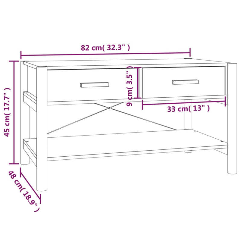 Couchtisch Schwarz 82x48x45 cm Holzwerkstoff