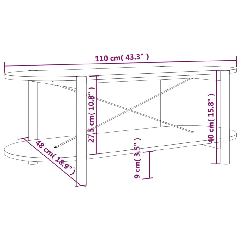 Couchtisch Weiß 110x48x40 cm Holzwerkstoff