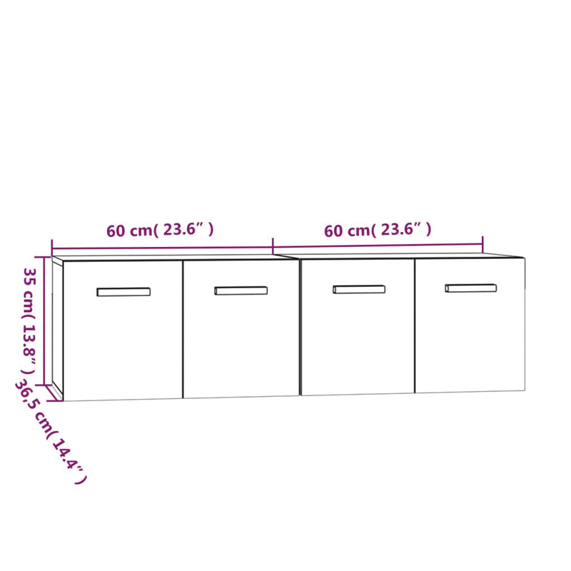 Wandschränke 2 Stk. Grau Sonoma 60x36,5x35 cm Holzwerkstoff