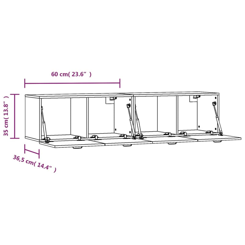 Wandschränke 2Stk Braun Eichen-Optik 60x36,5x35cm Holzwerkstoff