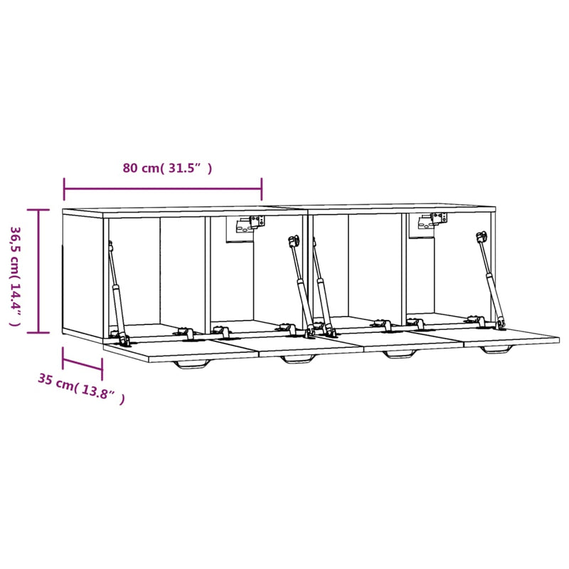 Wandschränke 2Stk Braun Eichen-Optik 80x35x36,5cm Holzwerkstoff