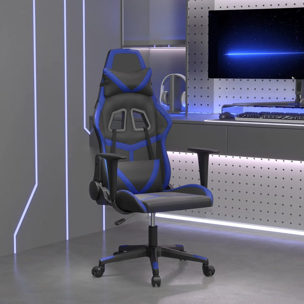 Gaming-Stuhl mit Massagefunktion Schwarz und Blau Kunstleder