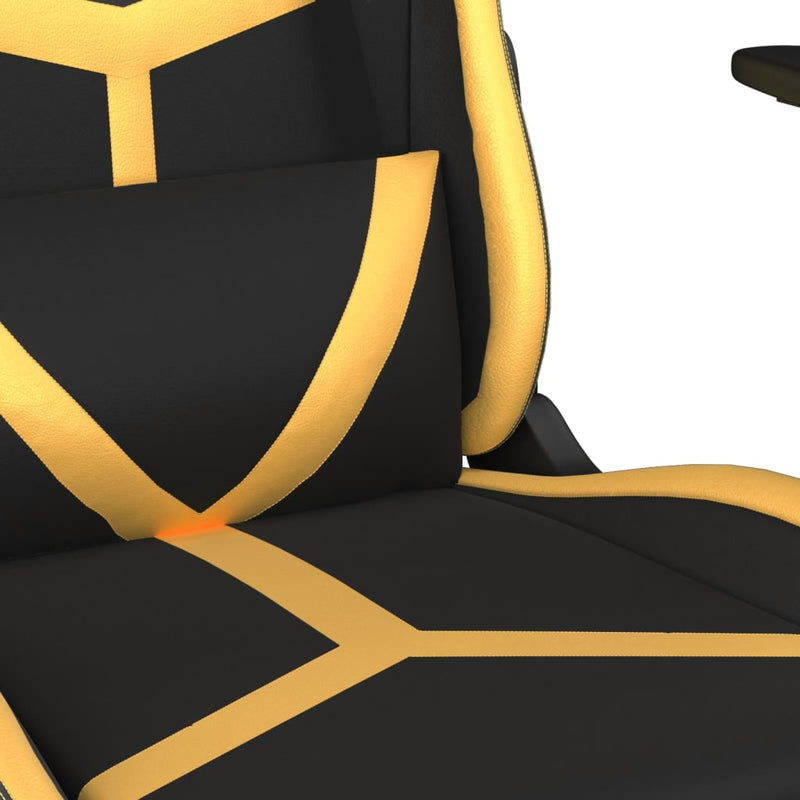 Gaming-Stuhl mit Massagefunktion Schwarz & Golden Kunstleder