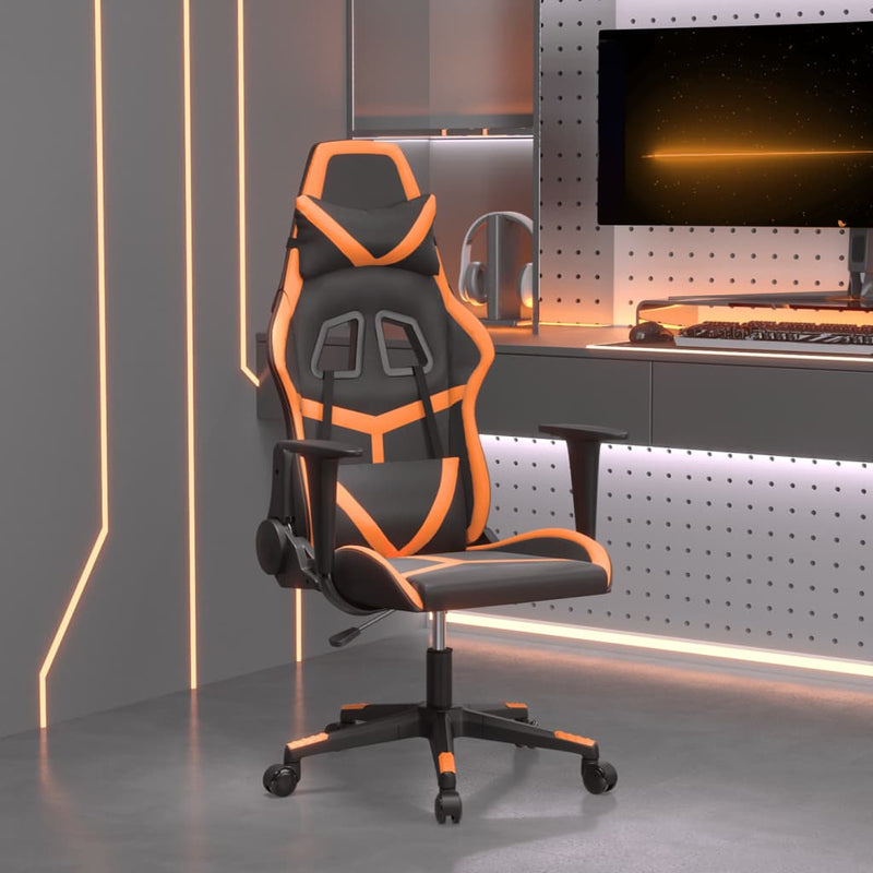 Gaming-Stuhl mit Massagefunktion Schwarz und Orange Kunstleder