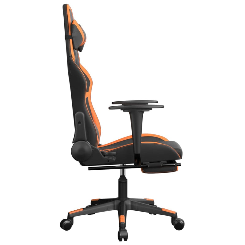 Gaming-Stuhl mit Massage & Fußstütze Schwarz Orange Kunstleder