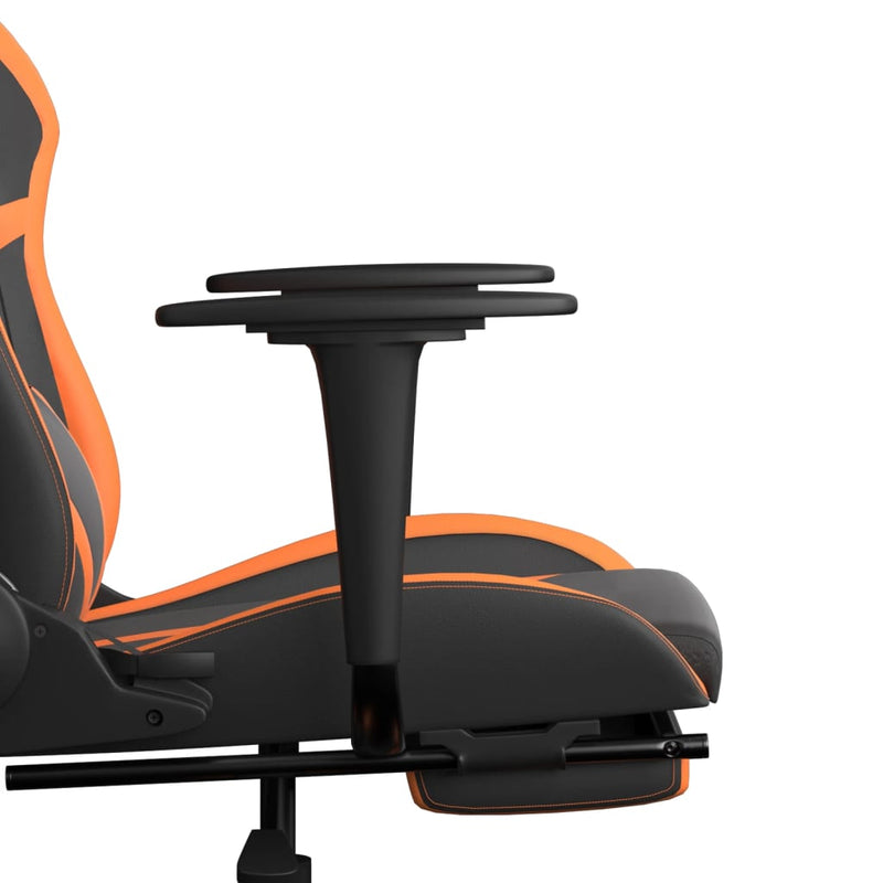 Gaming-Stuhl mit Massage & Fußstütze Schwarz Orange Kunstleder