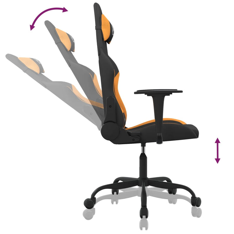 Gaming-Stuhl mit Massagefunktion Schwarz und Orange Stoff