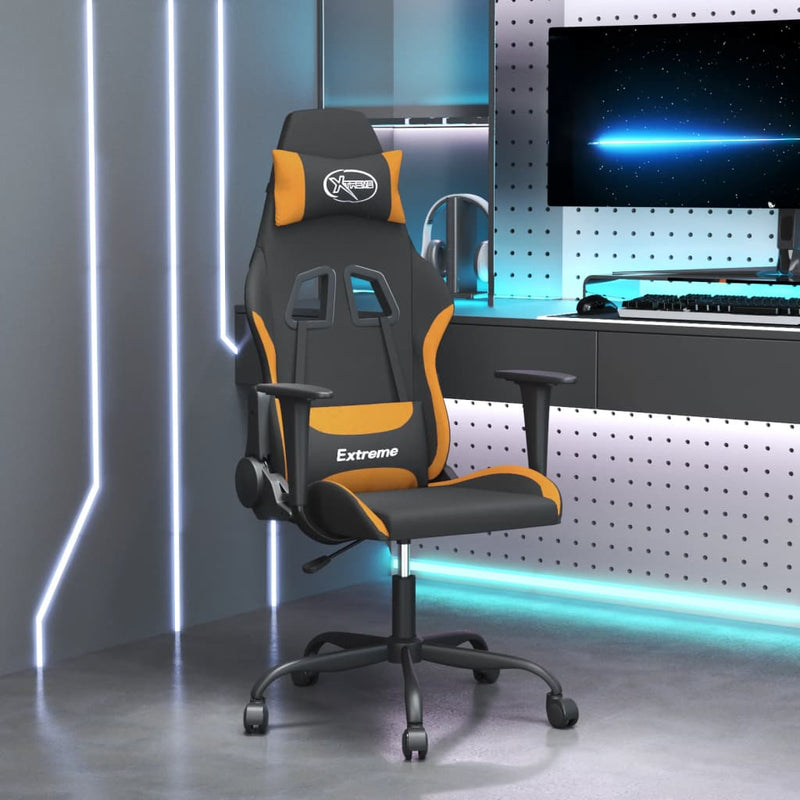 Gaming-Stuhl mit Massagefunktion Schwarz und Orange Stoff