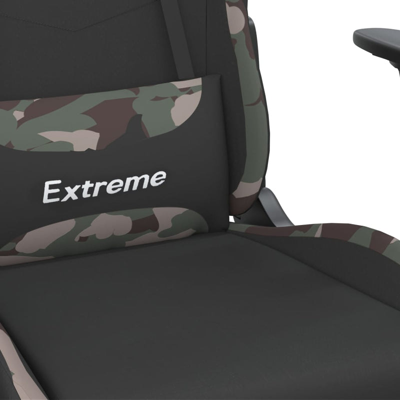 Gaming-Stuhl mit Massage & Fußstütze Schwarz Camouflage Stoff