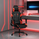 Gaming-Stuhl Mit Massage & Fußstütze Schwarz Golden Kunstleder