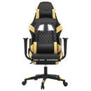 Gaming-Stuhl Mit Massage & Fußstütze Schwarz Golden Kunstleder