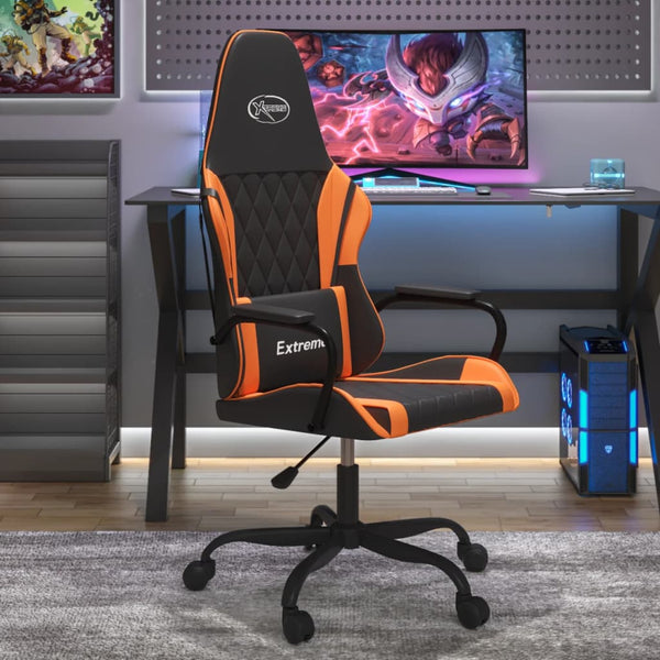 Gaming-Stuhl mit Massagefunktion Schwarz und Orange Kunstleder