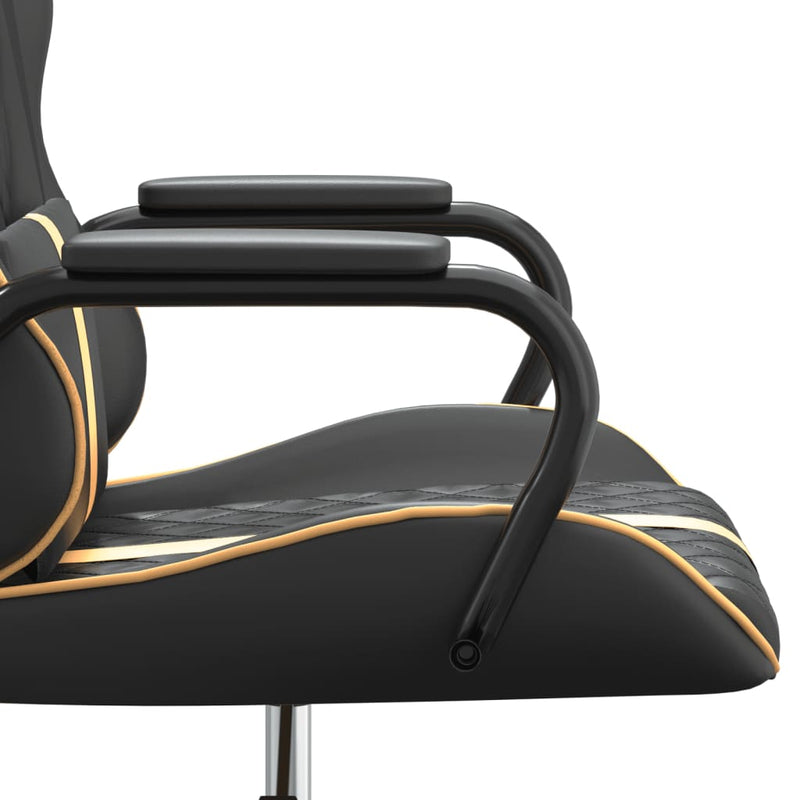 Gaming-Stuhl mit Massagefunktion Gold und Schwarz Kunstleder