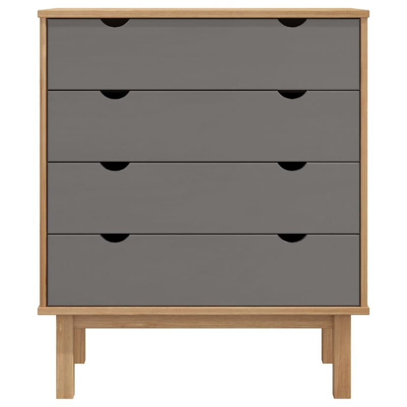 Schubladenschrank OTTA Braun&Grau 76,5x39,5x90 cm Massivholz