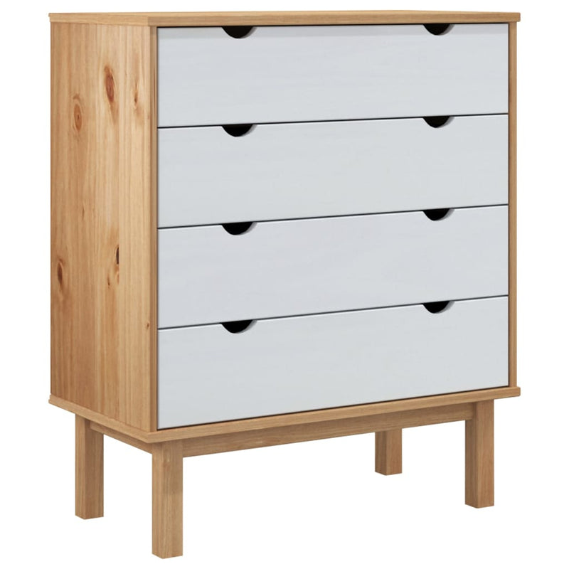 Schubladenschrank OTTA Braun&Weiß 76,5x39,5x90 cm Massivholz