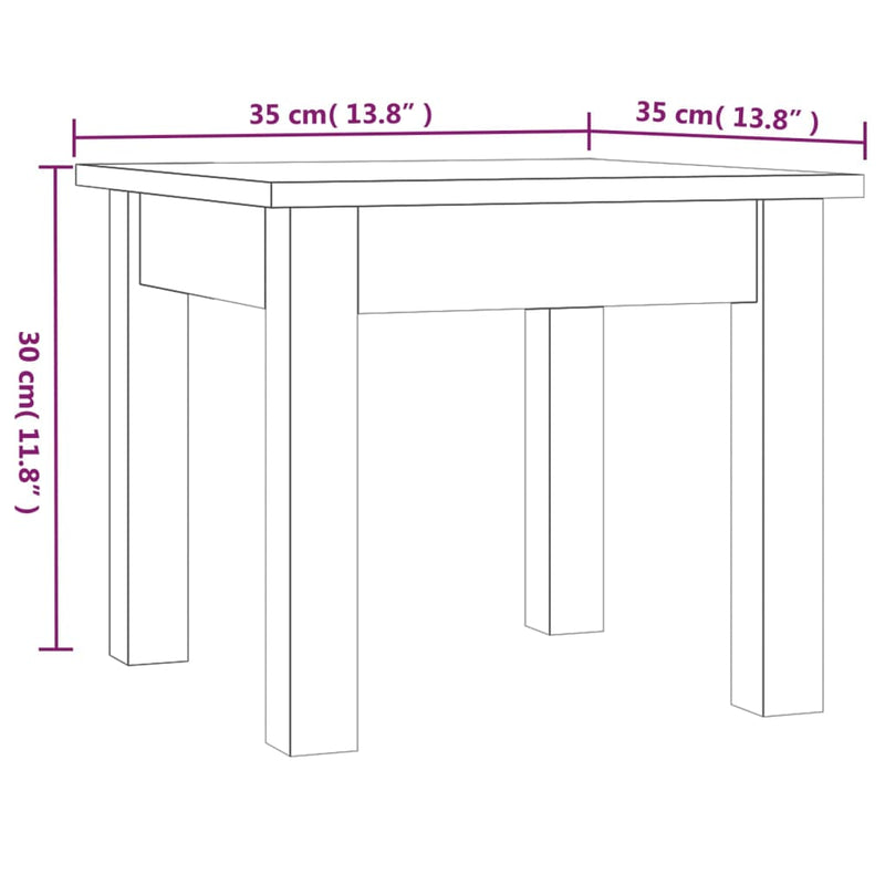 Couchtisch Weiß 35x35x30 cm Massivholz Kiefer