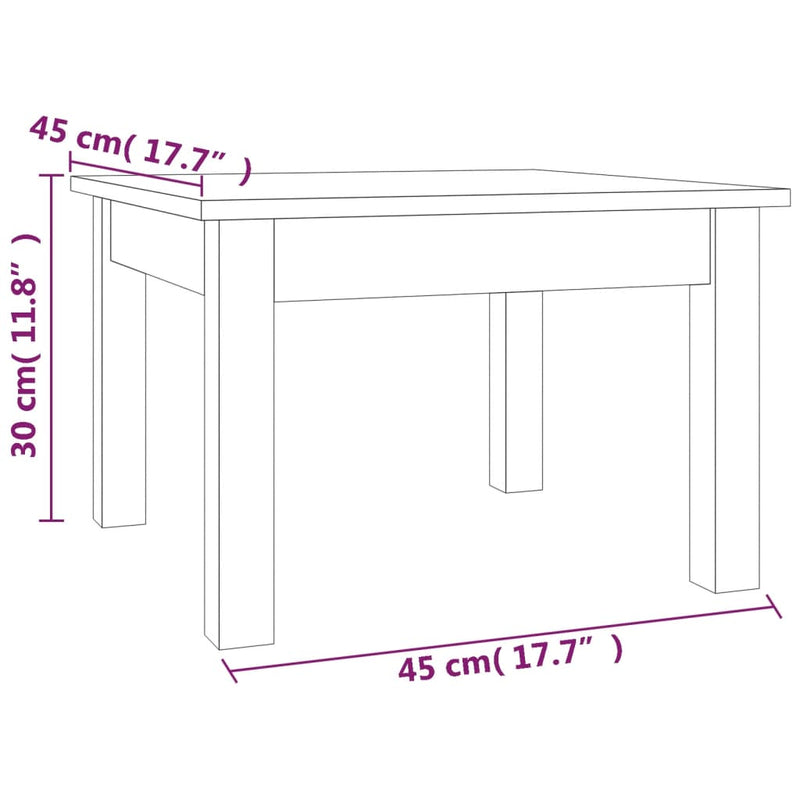 Couchtisch Schwarz 45x45x30 cm Massivholz Kiefer