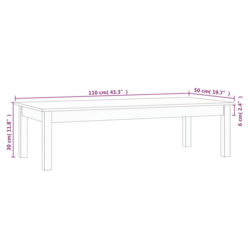 Couchtisch 110x50x30 cm Massivholz Kiefer