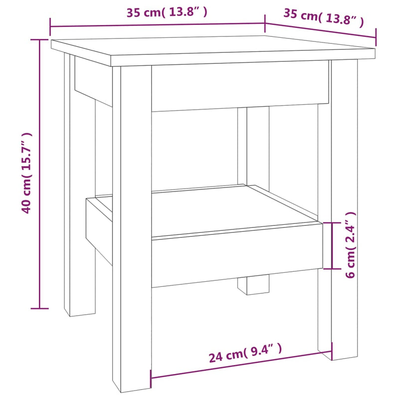 Couchtisch Weiß 35x35x40 cm Massivholz Kiefer