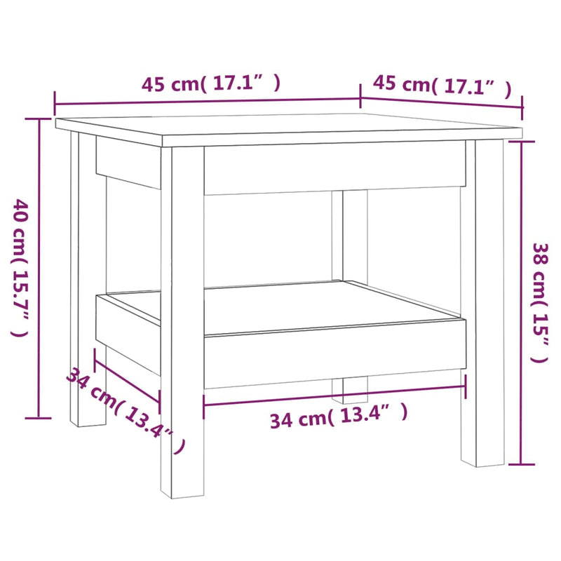 Couchtisch Honigbraun 45x45x40 cm Massivholz Kiefer