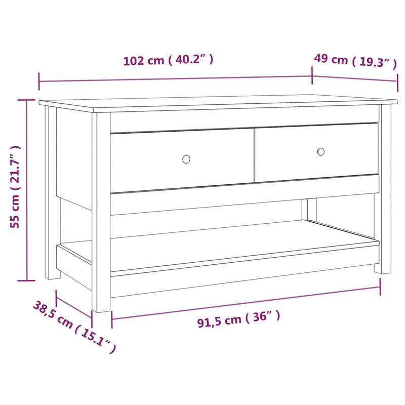 Couchtisch Grau 102x49x55 cm Massivholz Kiefer