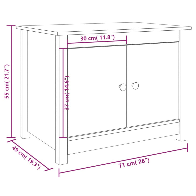 Couchtisch Weiß 71x49x55 cm Massivholz Kiefer