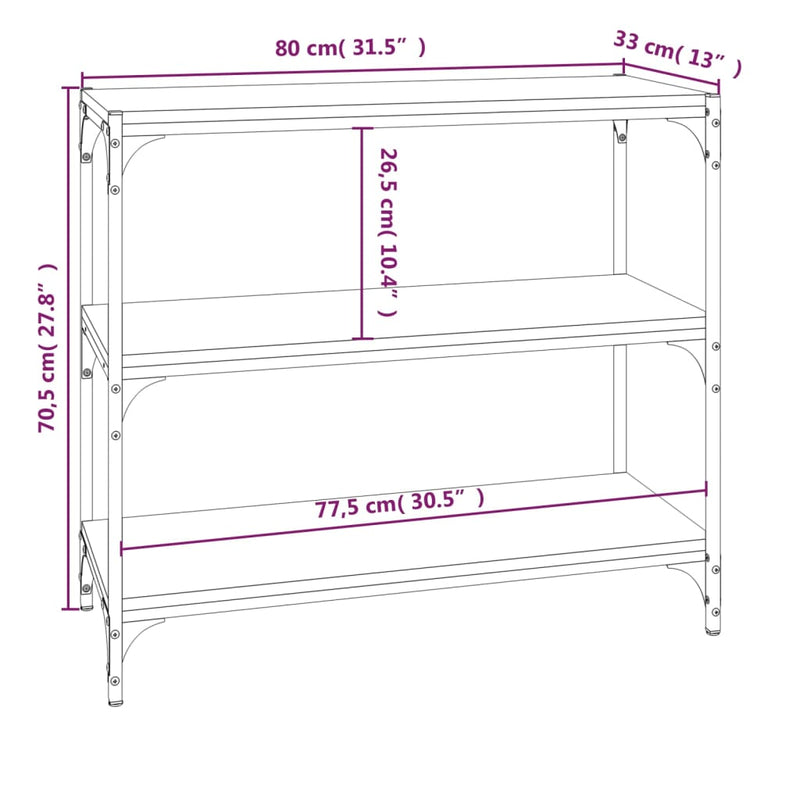 Bücherregal Grau Sonoma 80x33x70,5 cm Holzwerkstoff und Stahl