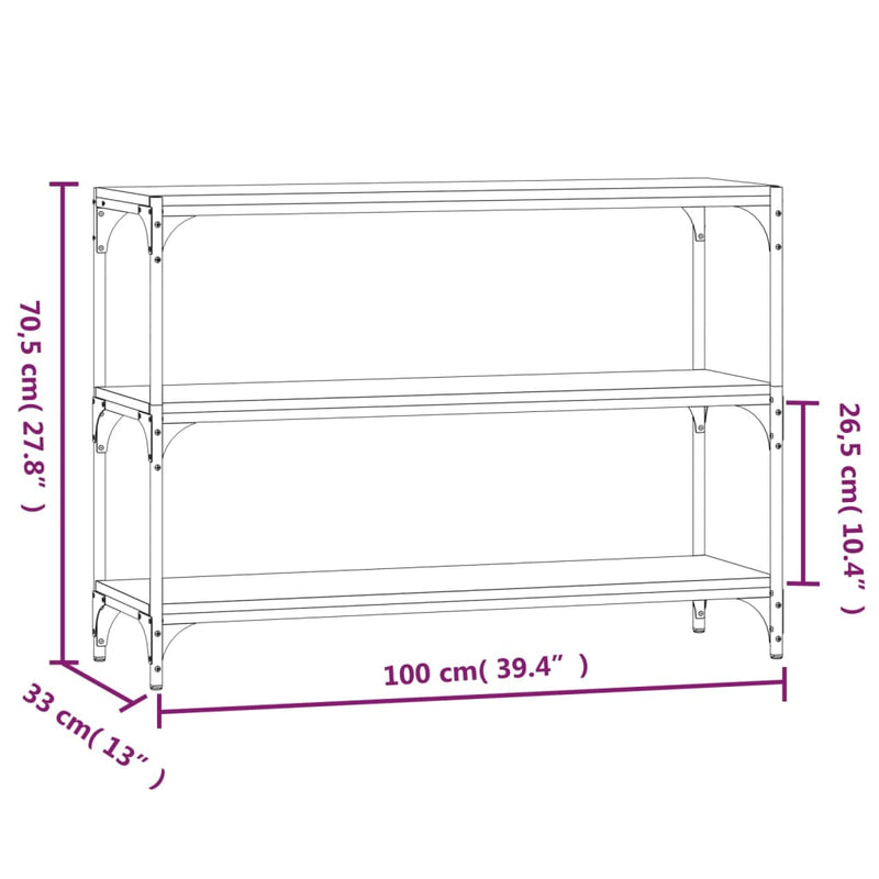 Bücherregal Schwarz 100x33x70,5 cm Holzwerkstoff und Stahl