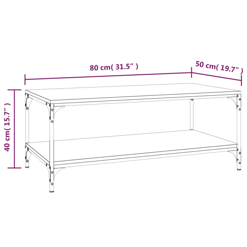 Couchtisch Sonoma-Eiche 80x50x40 cm Holzwerkstoff