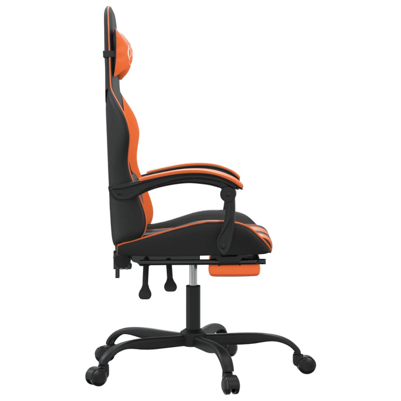 Gaming-Stuhl mit Fußstütze Drehbar Schwarz & Orange Kunstleder