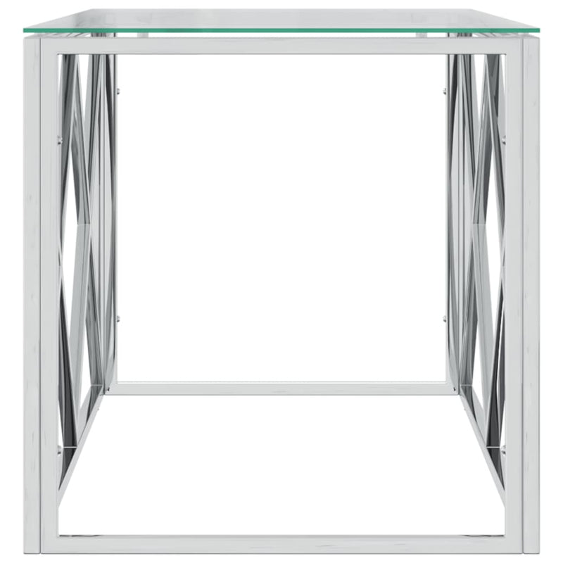 Couchtisch 110x45x45 cm Edelstahl und Glas