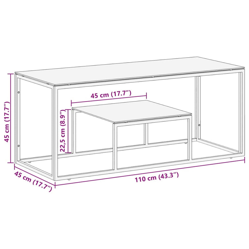 Couchtisch Silbern Edelstahl und Hartglas