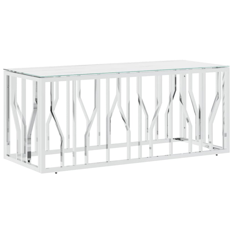 Couchtisch Silbern 110x45x45 cm Edelstahl und Glas