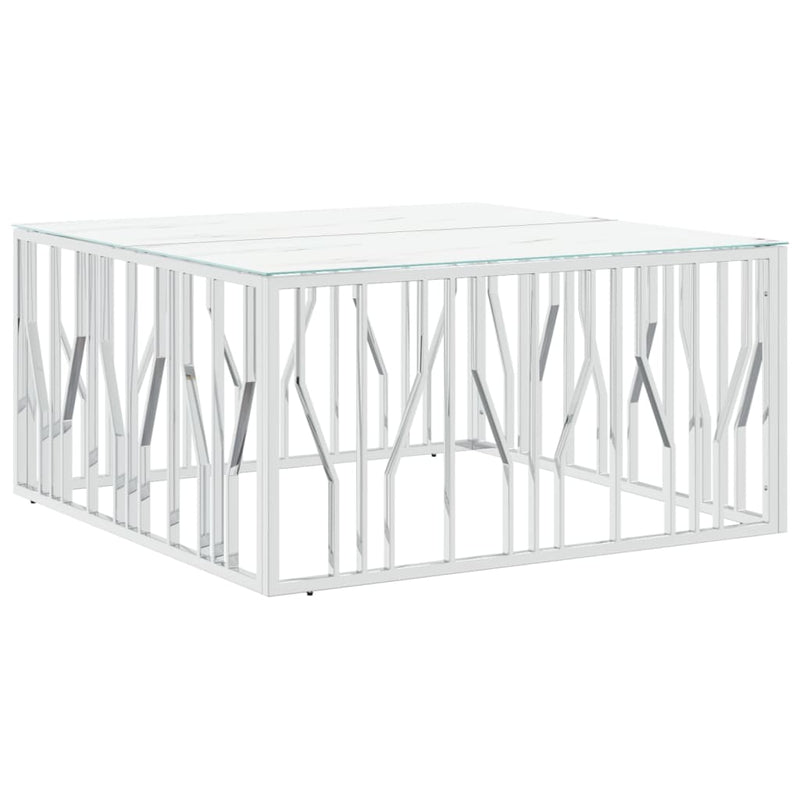 Couchtisch Silbern 100x100x50 cm Edelstahl und Glas