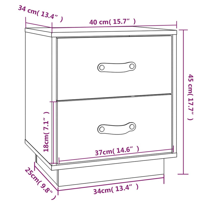  vidaXL Nachttisch Grau 40x34x45 cm Massivholz Kiefer