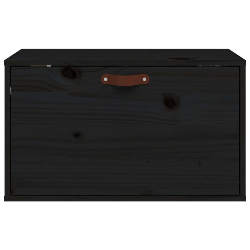 Wandschrank Schwarz 60x30x35 cm Massivholz Kiefer