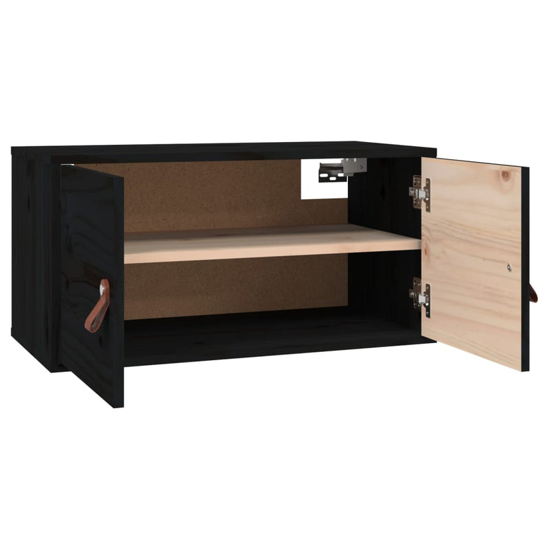 Wandschrank Schwarz 60x30x30 cm Massivholz Kiefer